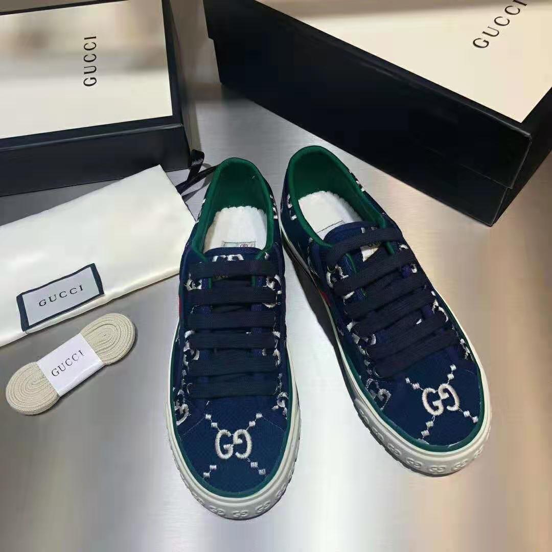 G*u*i gg unisex G*u*i tennis 1977 sneaker blue ivory gg stretch cotton
