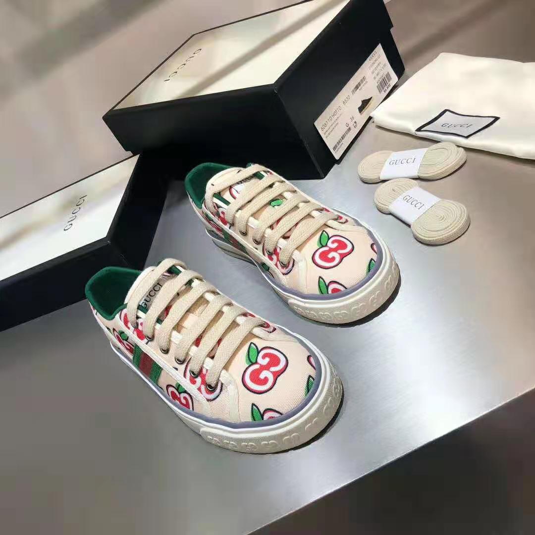 G*u*i gg unisex G*u*i tennis 1977 sneaker gg apple print ivory canvas