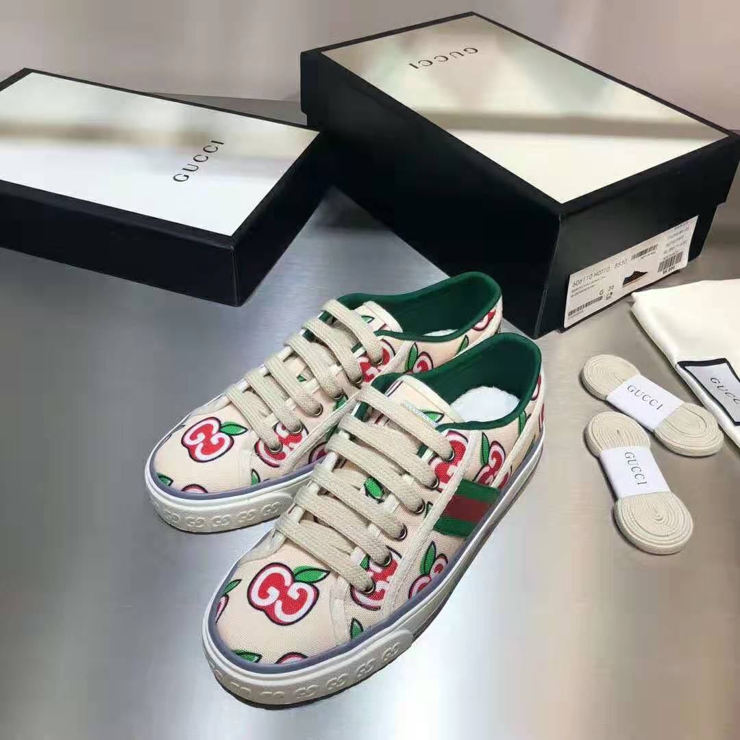 G*u*i gg unisex G*u*i tennis 1977 sneaker gg apple print ivory canvas