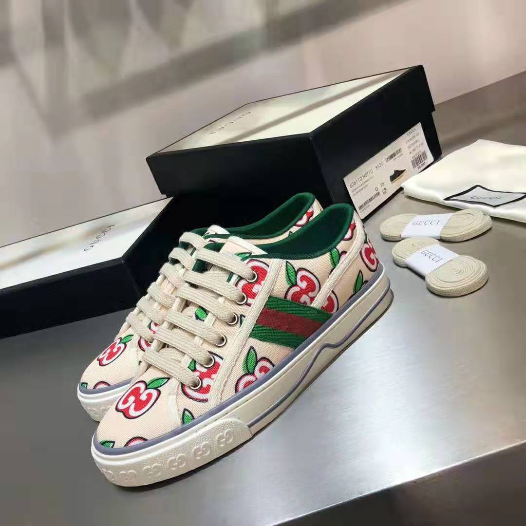 G*u*i gg unisex G*u*i tennis 1977 sneaker gg apple print ivory canvas