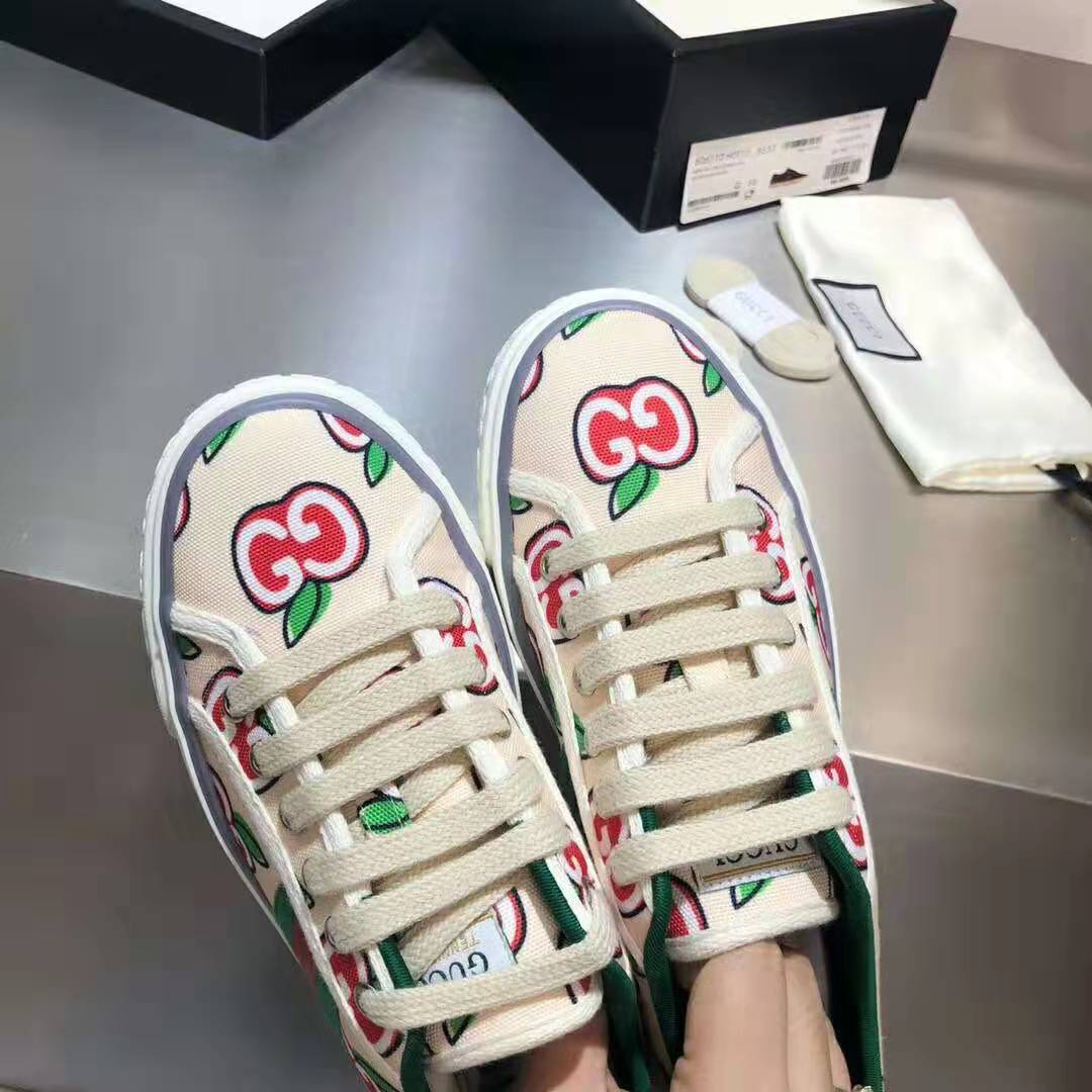 G*u*i gg unisex G*u*i tennis 1977 sneaker gg apple print ivory canvas