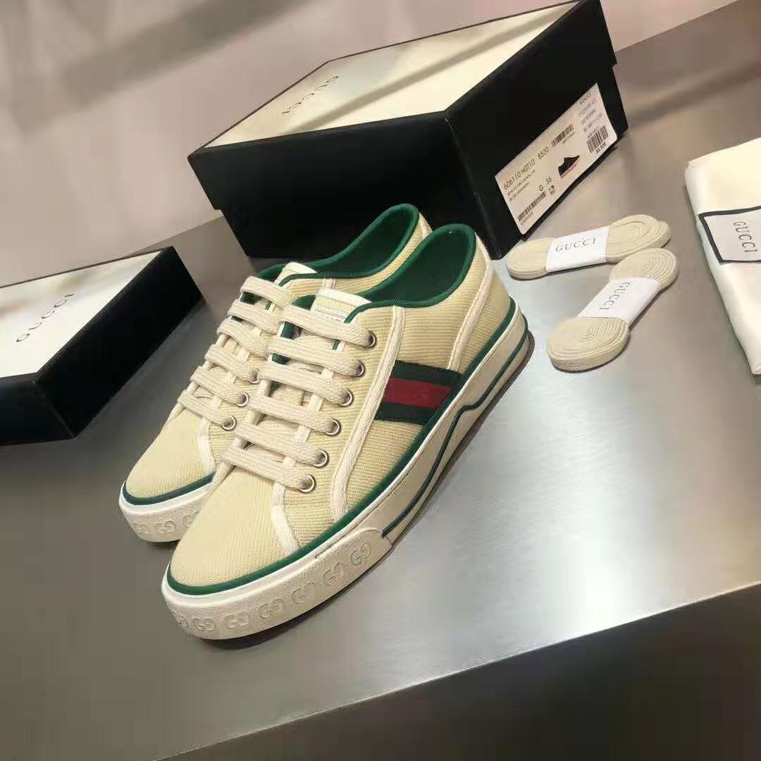 G*u*i gg unisex G*u*i tennis 1977 sneaker green red web butter cotton