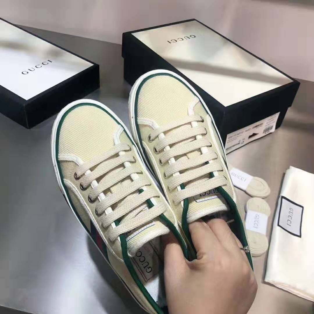 G*u*i gg unisex G*u*i tennis 1977 sneaker green red web butter cotton