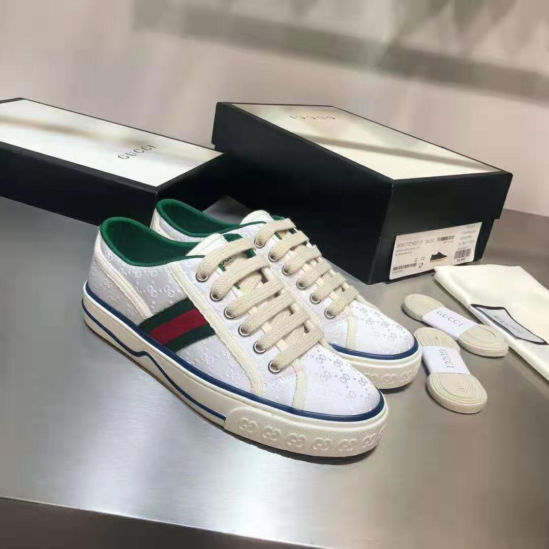 G*u*i gg unisex G*u*i tennis 1977 sneaker white mini gg jacquard fabric