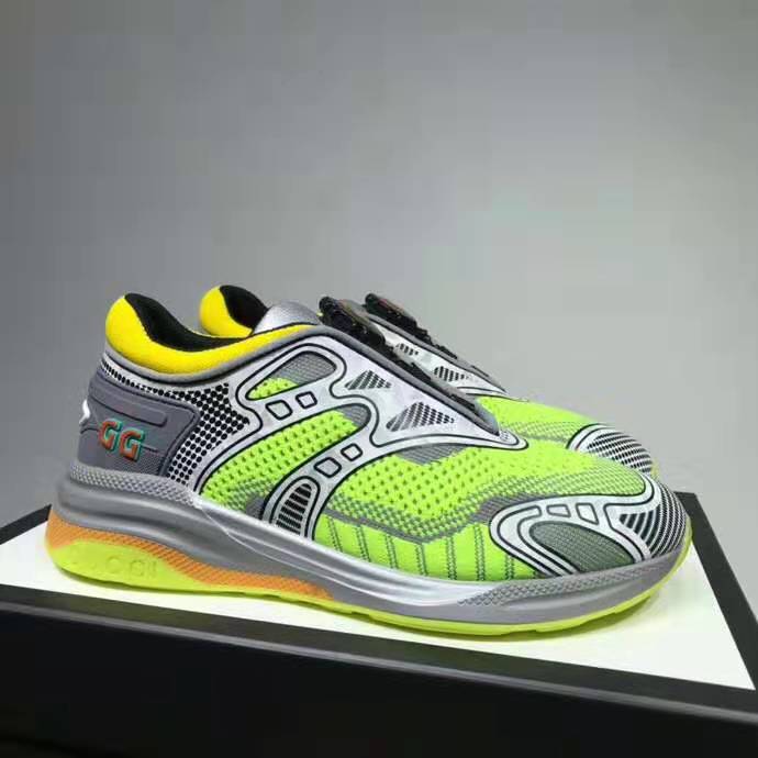 G*u*i gg unisex ultrapace r sneaker knit fabric interlocking double g 3 cm heel-lime