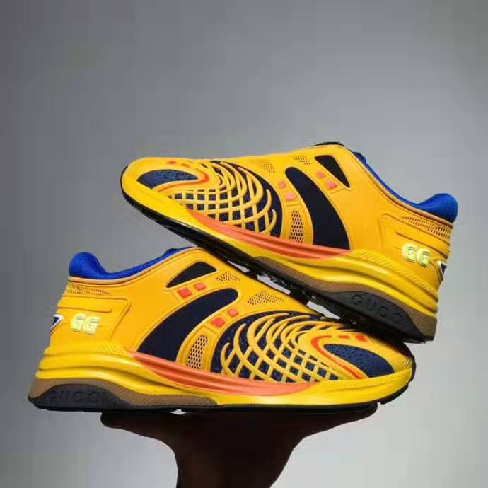 G*u*i gg unisex ultrapace r sneaker knit fabric interlocking double g 3 cm heel-yellow