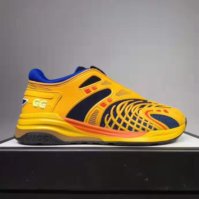 G*u*i gg unisex ultrapace r sneaker knit fabric interlocking double g 3 cm heel-yellow