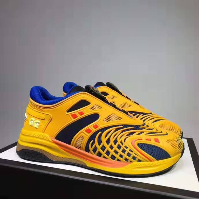 G*u*i gg unisex ultrapace r sneaker knit fabric interlocking double g 3 cm heel-yellow