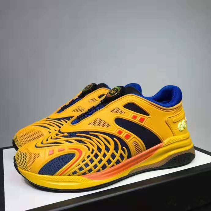 G*u*i gg unisex ultrapace r sneaker knit fabric interlocking double g 3 cm heel-yellow