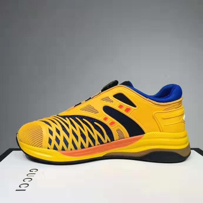 G*u*i gg unisex ultrapace r sneaker knit fabric interlocking double g 3 cm heel-yellow