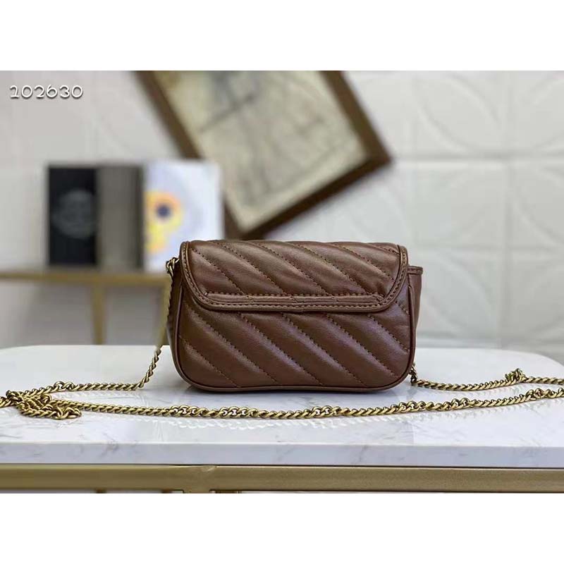 G*u*i gg women gg marmont matelassé super mini bag-brown