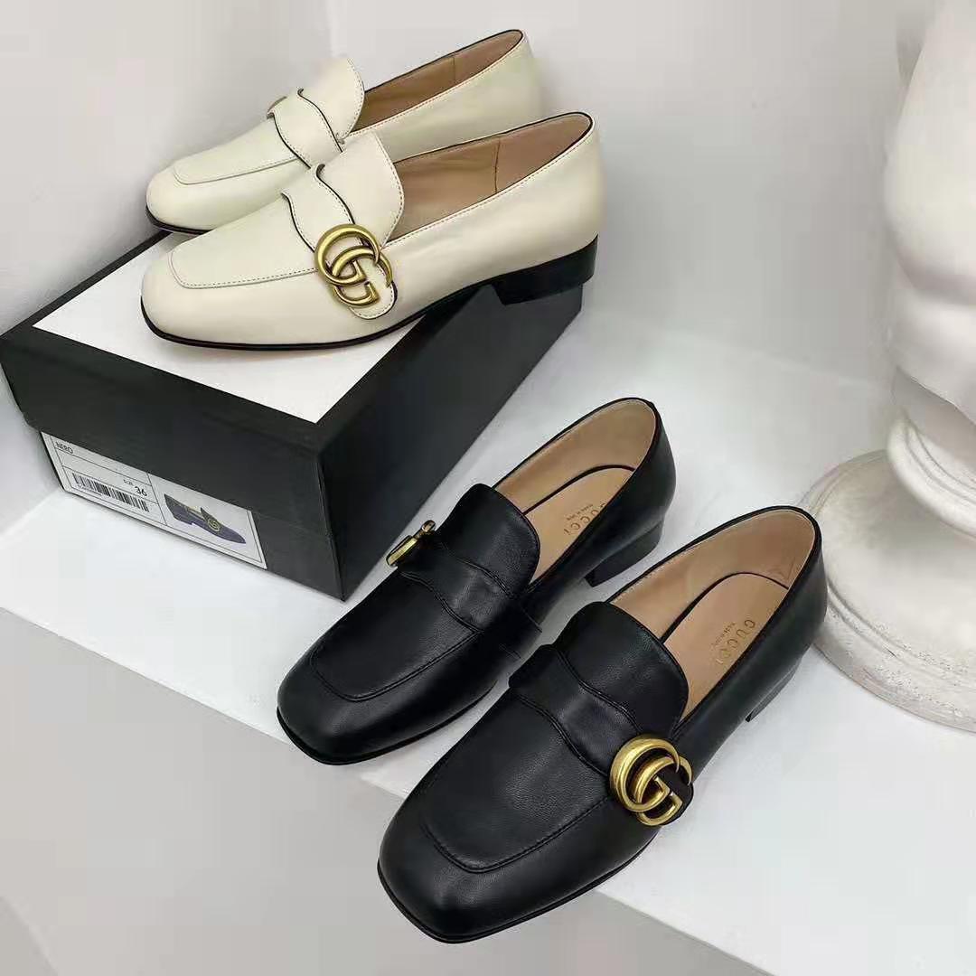 G*u*i gg women’s loafer with double g black leather 2.5 cm heel