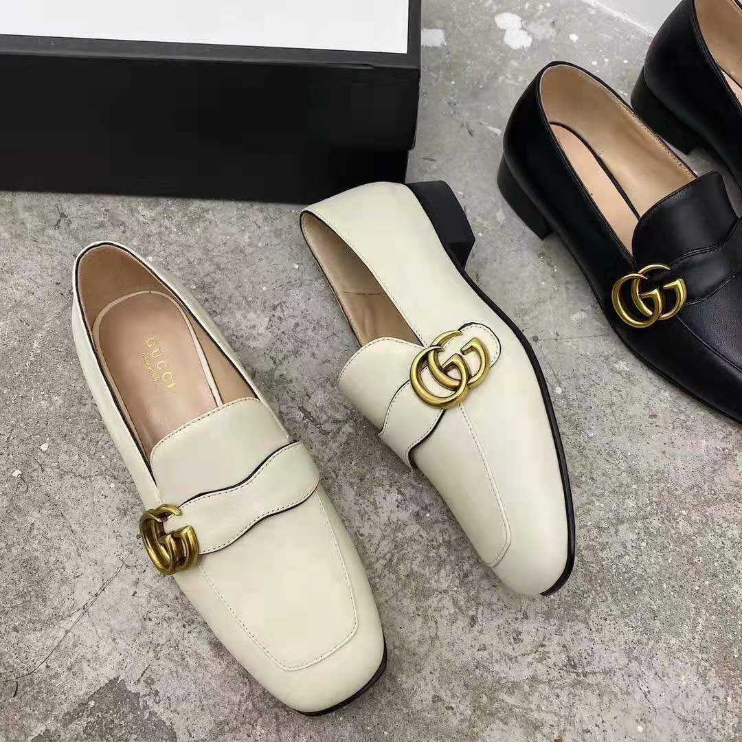 G*u*i gg women’s loafer with double g white leather 2.5 cm heel