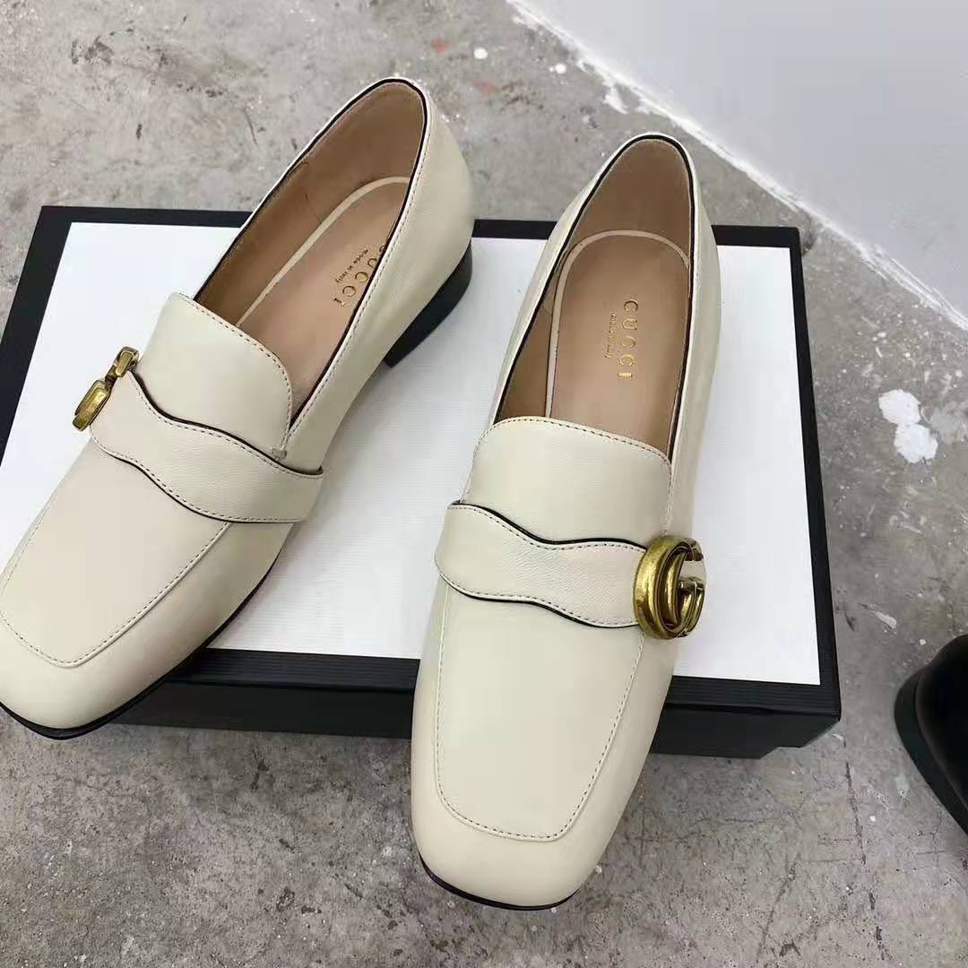 G*u*i gg women’s loafer with double g white leather 2.5 cm heel