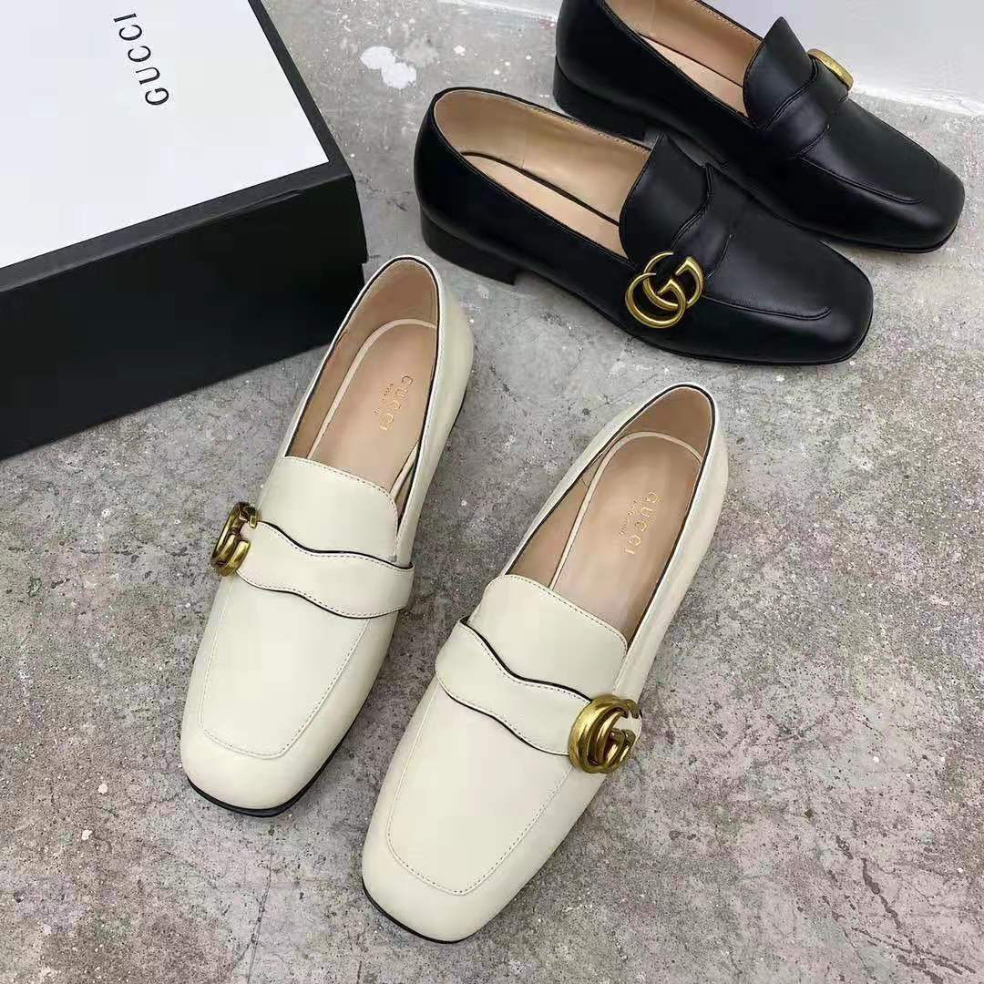 G*u*i gg women’s loafer with double g white leather 2.5 cm heel