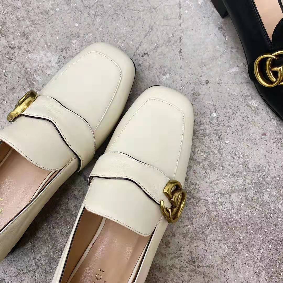 G*u*i gg women’s loafer with double g white leather 2.5 cm heel
