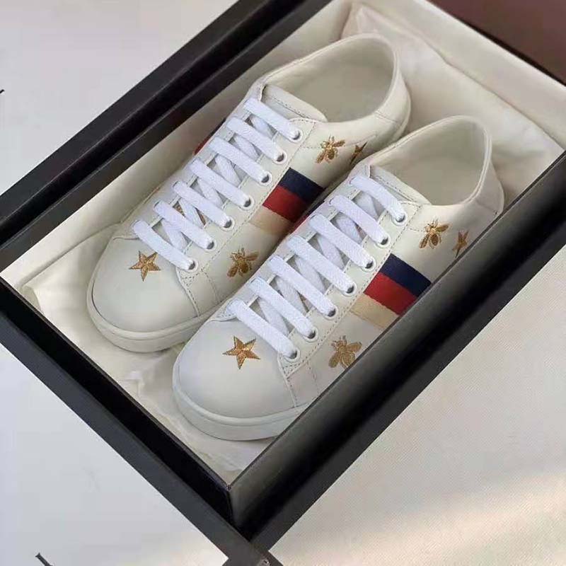 G*u*i unisex ace sneaker with bees and stars sylvie web