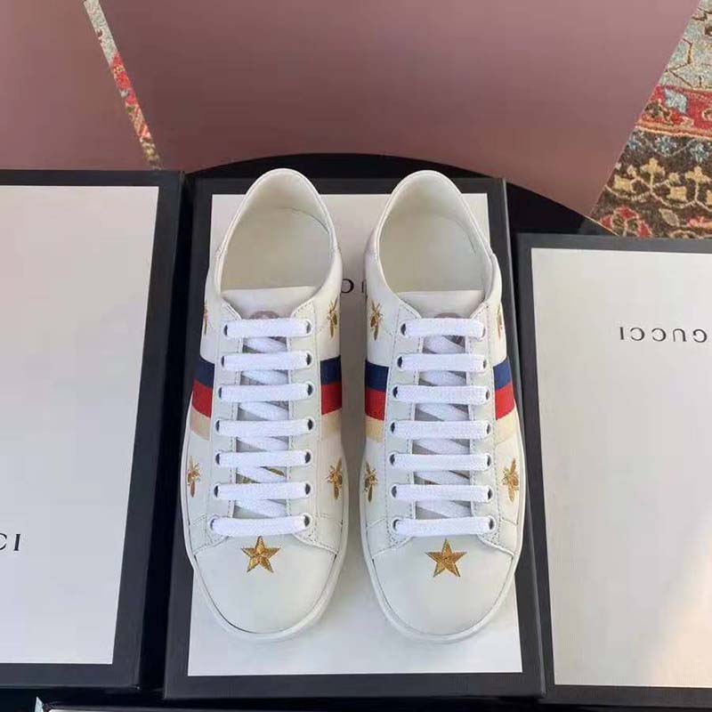 G*u*i unisex ace sneaker with bees and stars sylvie web