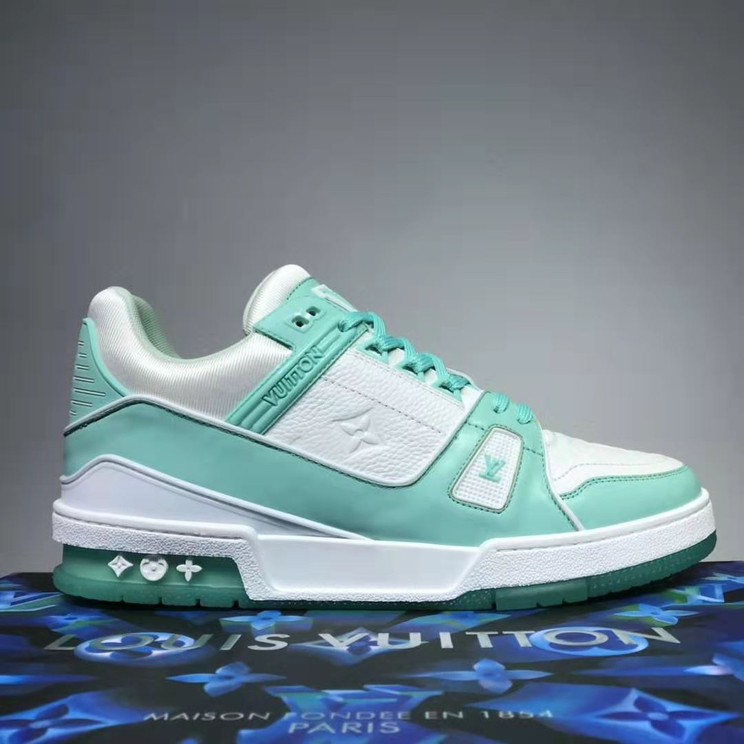 Louis Vuitton LV Men LV Trainer Sneaker Monogram-Embossed Calf Leather-Green