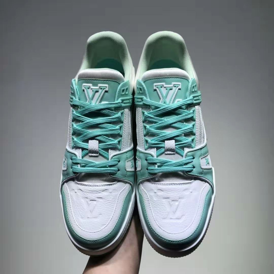 Louis Vuitton LV Men LV Trainer Sneaker Monogram-Embossed Calf Leather-Green