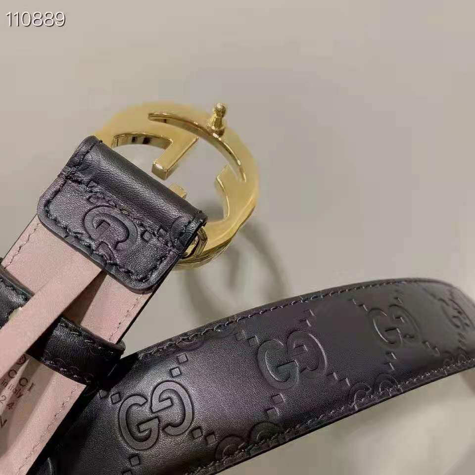 G*u*i gg unisex G*u*i signature leather belt interlocking g buckle 4 cm width