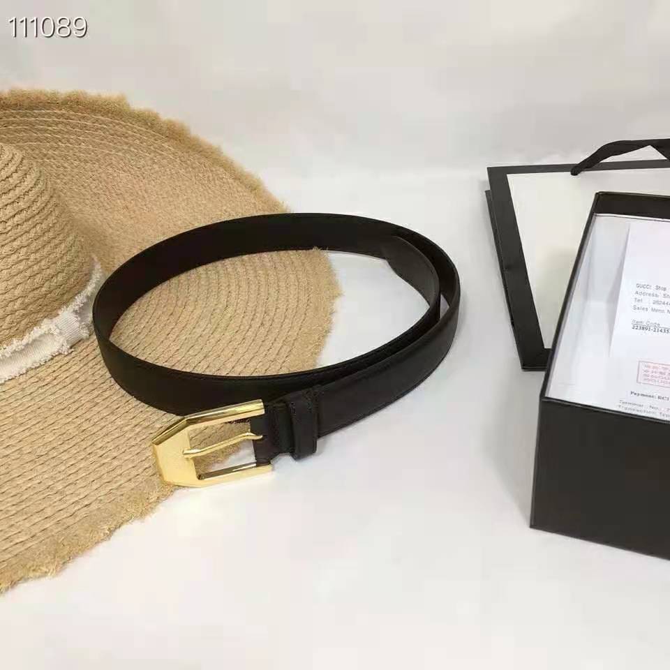 G*u*i gg unisex leather belt with squared buckle 3 cm width