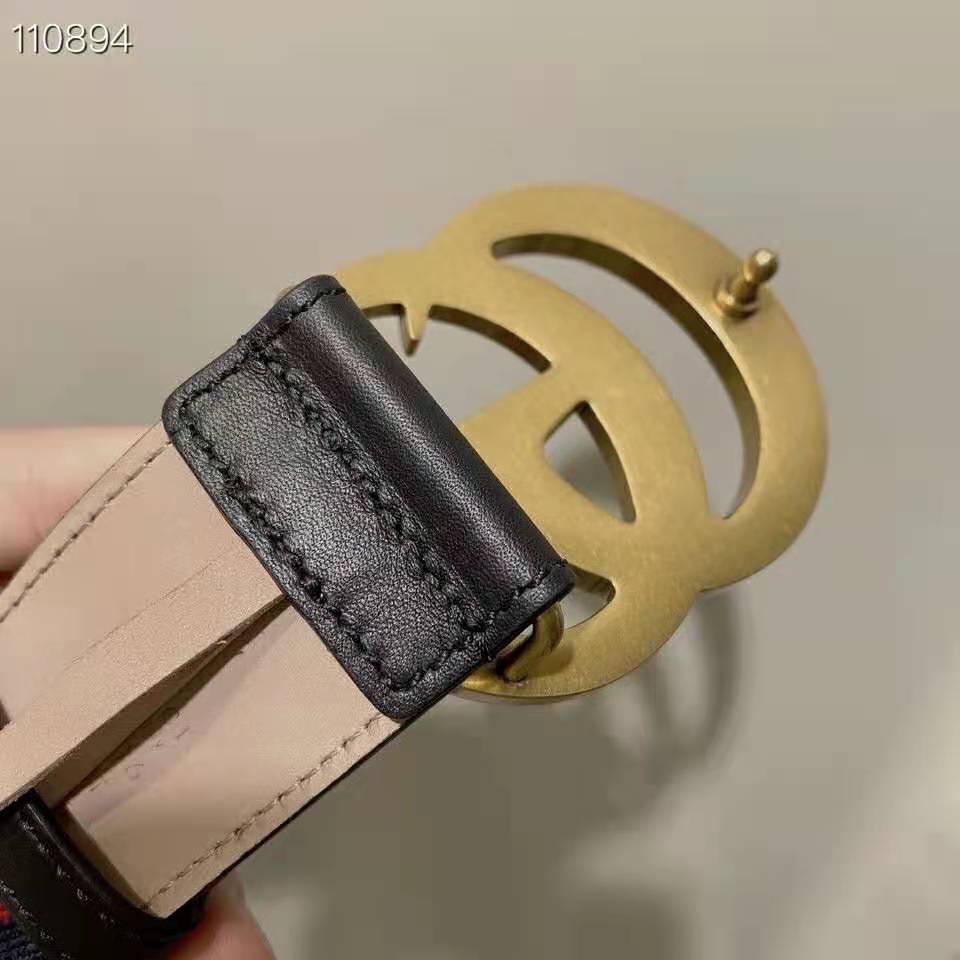 G*u*i gg unisex nylon web belt with double g buckle 4 cm width
