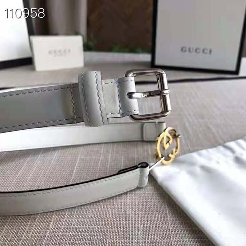 G*u*i gg unisex thin belt with interlocking g buckle 2 cm width