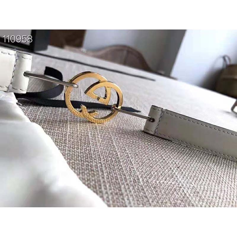 G*u*i gg unisex thin belt with interlocking g buckle 2 cm width
