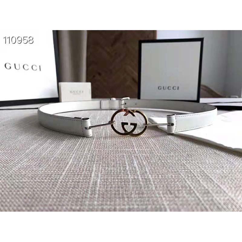 G*u*i gg unisex thin belt with interlocking g buckle 2 cm width