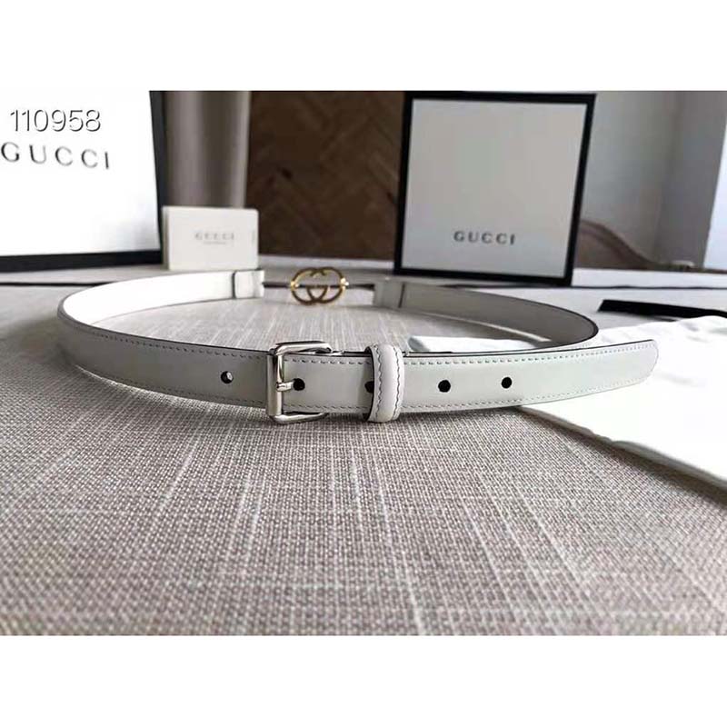 G*u*i gg unisex thin belt with interlocking g buckle 2 cm width