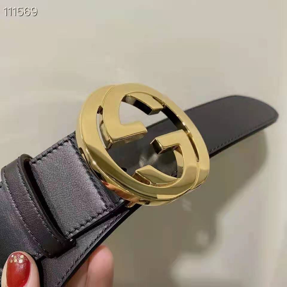 G*u*i gg unisex web belt with g buckle interlocking g 4 cm width