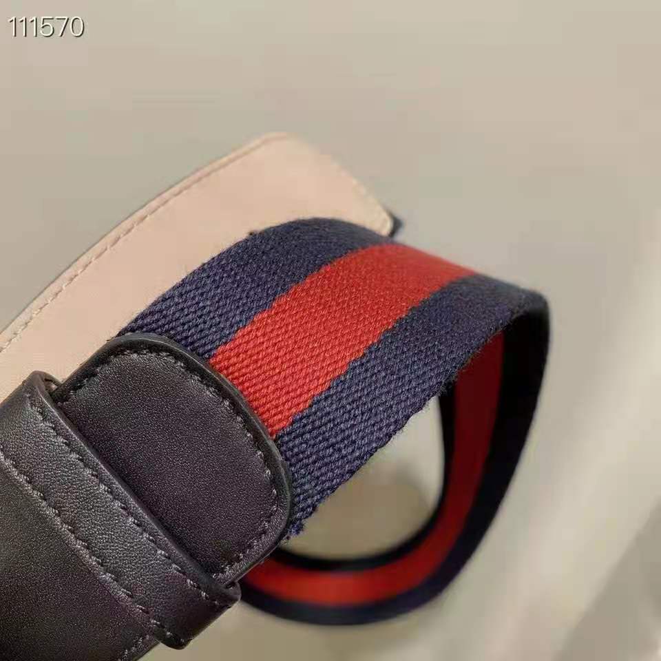 G*u*i gg unisex web belt with g buckle interlocking g blue 4 cm width