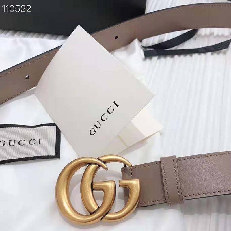 G*u*i unisex gg marmont leather belt double g buckle 2 cm width-pink