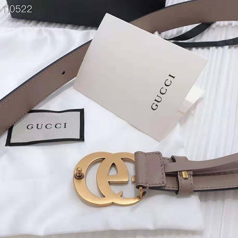 G*u*i unisex gg marmont leather belt double g buckle 2 cm width-pink