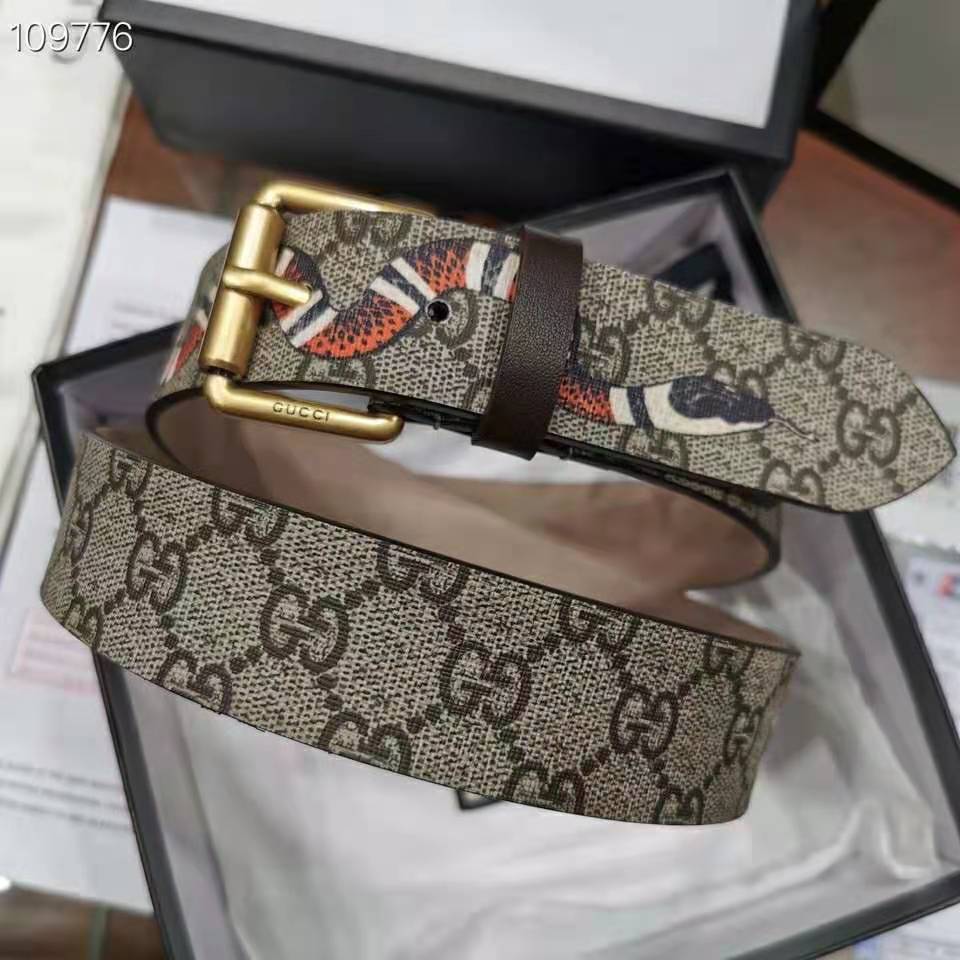G*u*i unisex gg supreme belt with kingsnake print 4 cm width supreme canvas