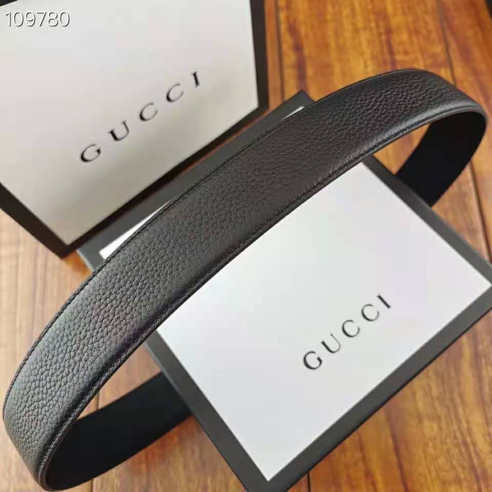 G*u*i unisex leather belt with interlocking g buckle 4 cm width black leather