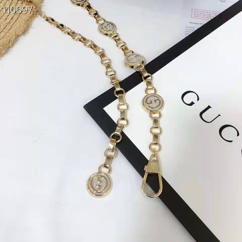 G*u*i women interlocking g chain belt shiny gold-toned metal double chain