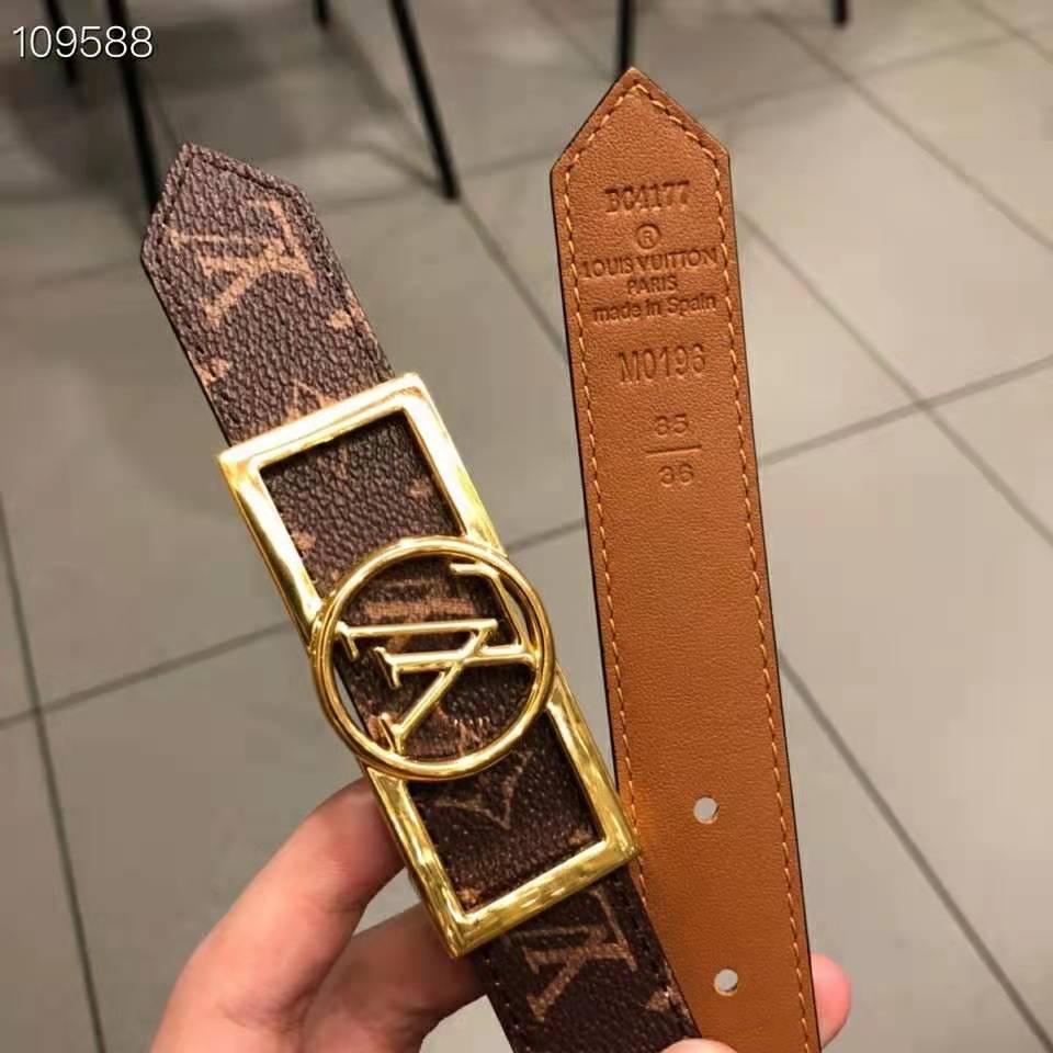 Louis Vuitton Unisex Dauphine 25mm Reversible Belt Monogram Canvas Calf-Brown