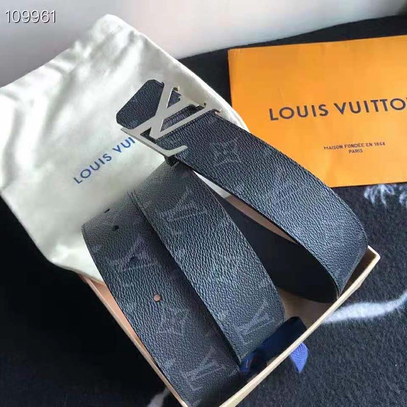 Louis Vuitton Unisex LV Initiales 40mm Reversible Belt Monogram Eclipse Canvas-Grey