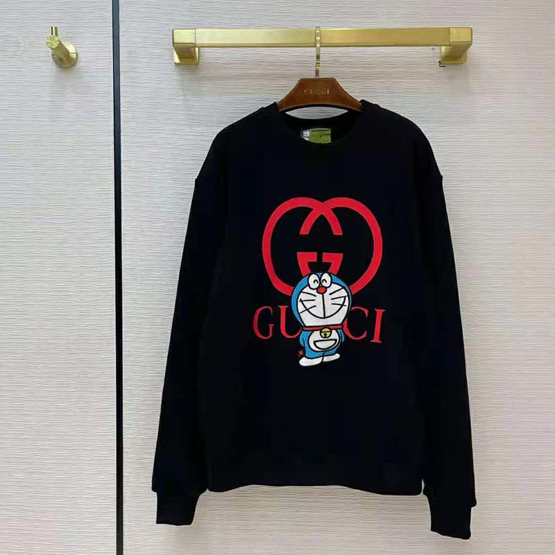 G*u*i men doraemon x G*u*i cotton sweatshirt crewneck oversized fit-black