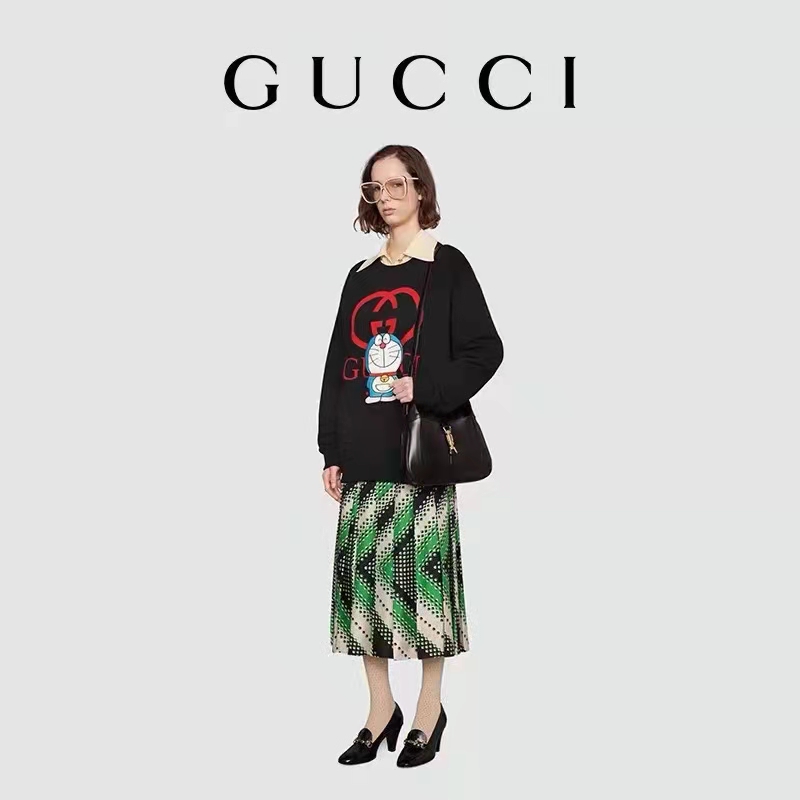 G*u*i women doraemon x G*u*i cotton sweatshirt crewneck oversized fit-black