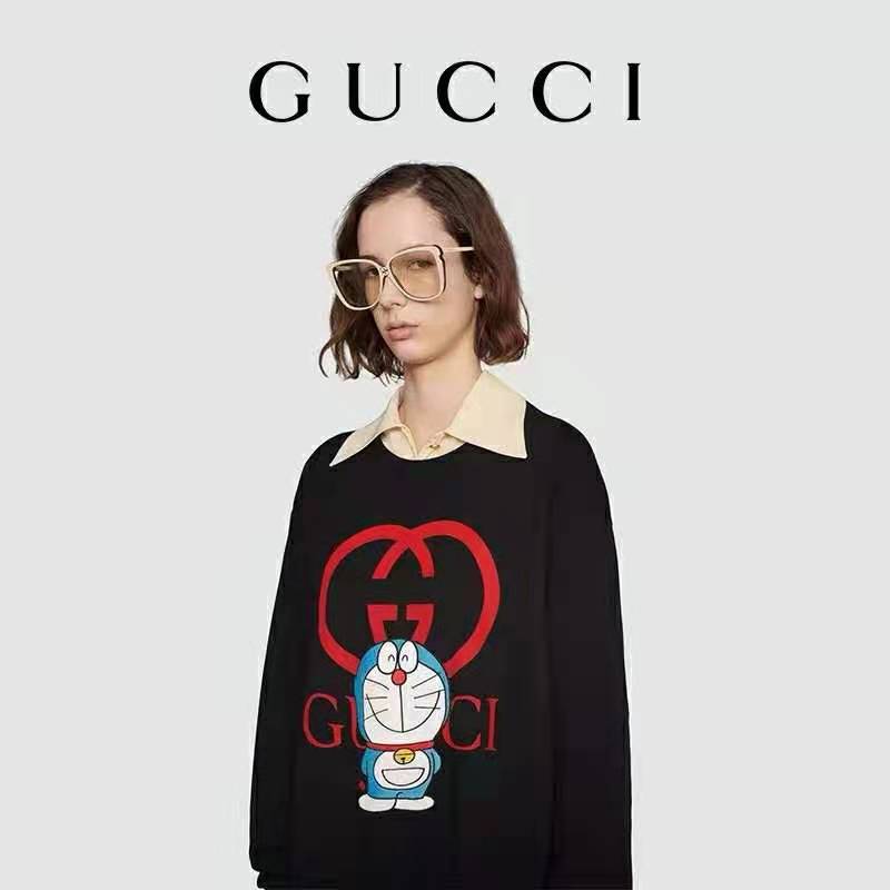 G*u*i women doraemon x G*u*i cotton sweatshirt crewneck oversized fit-black