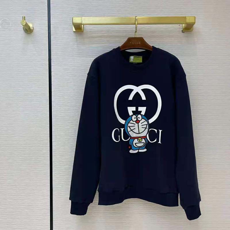 G*u*i women doraemon x G*u*i cotton sweatshirt crewneck oversized fit-navy