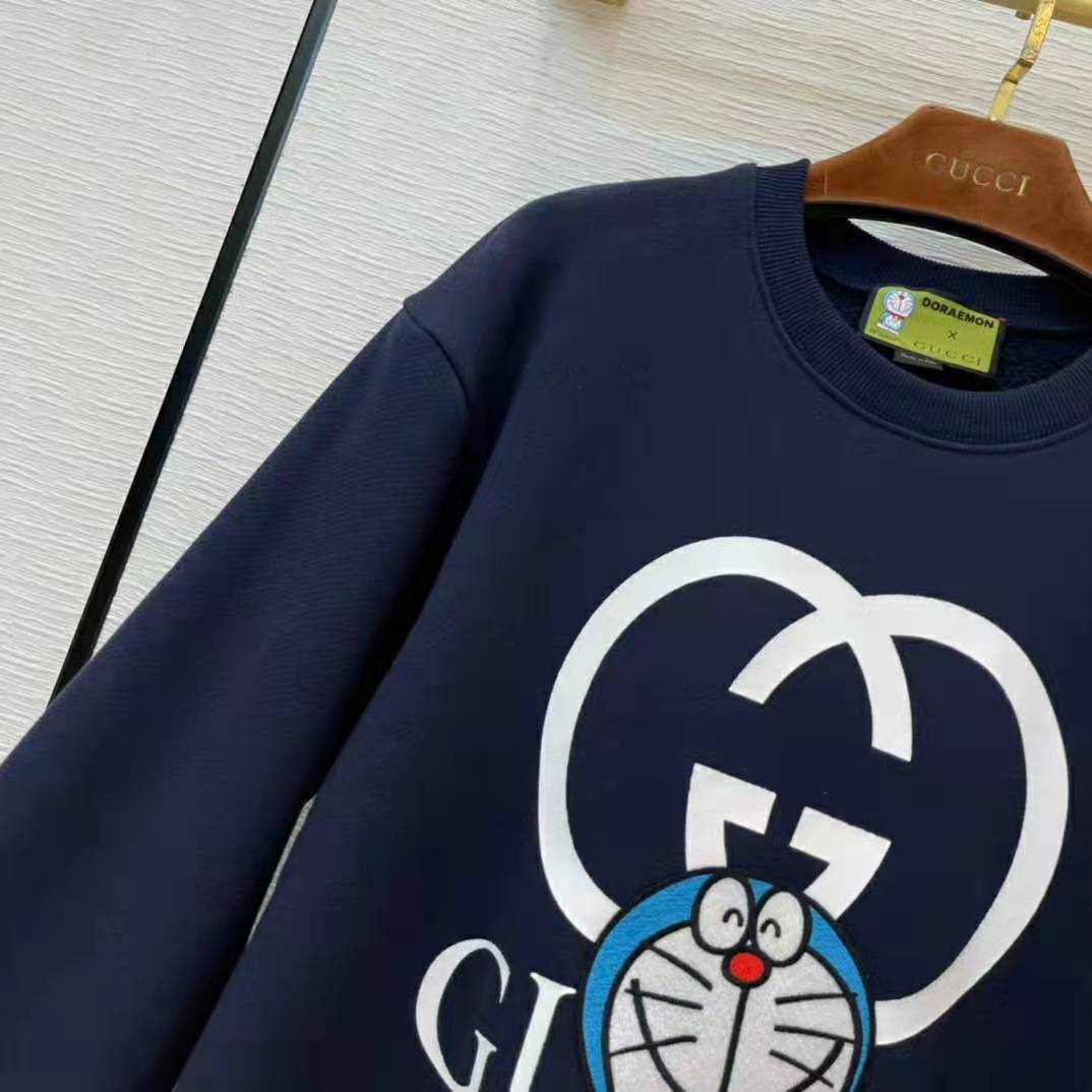 G*u*i women doraemon x G*u*i cotton sweatshirt crewneck oversized fit-navy