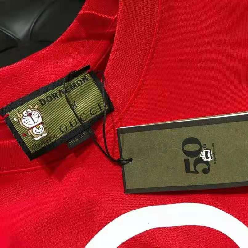 G*u*i men doraemon x G*u*i oversize t-shirt crewneck red cotton jersey