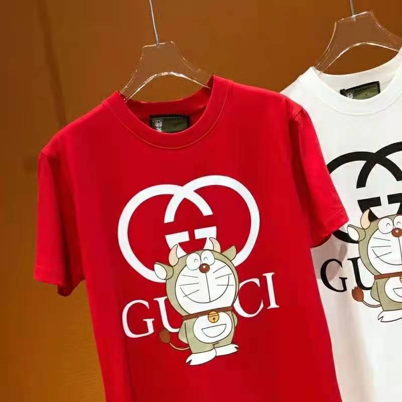G*u*i men doraemon x G*u*i oversize t-shirt crewneck red cotton jersey