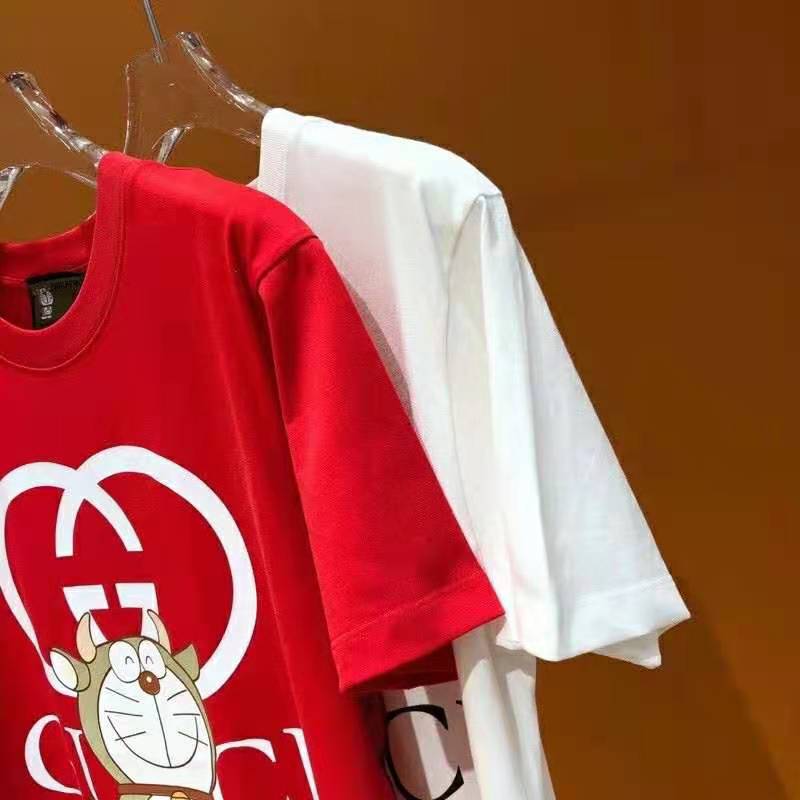 G*u*i men doraemon x G*u*i oversize t-shirt crewneck red cotton jersey