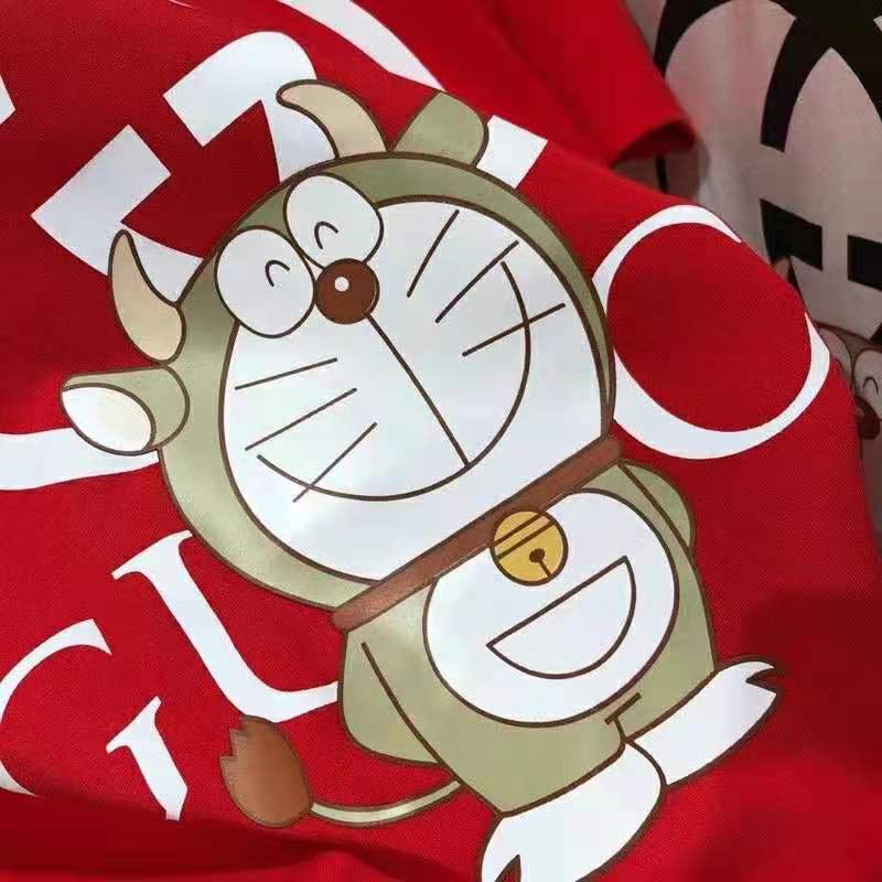 G*u*i men doraemon x G*u*i oversize t-shirt crewneck red cotton jersey