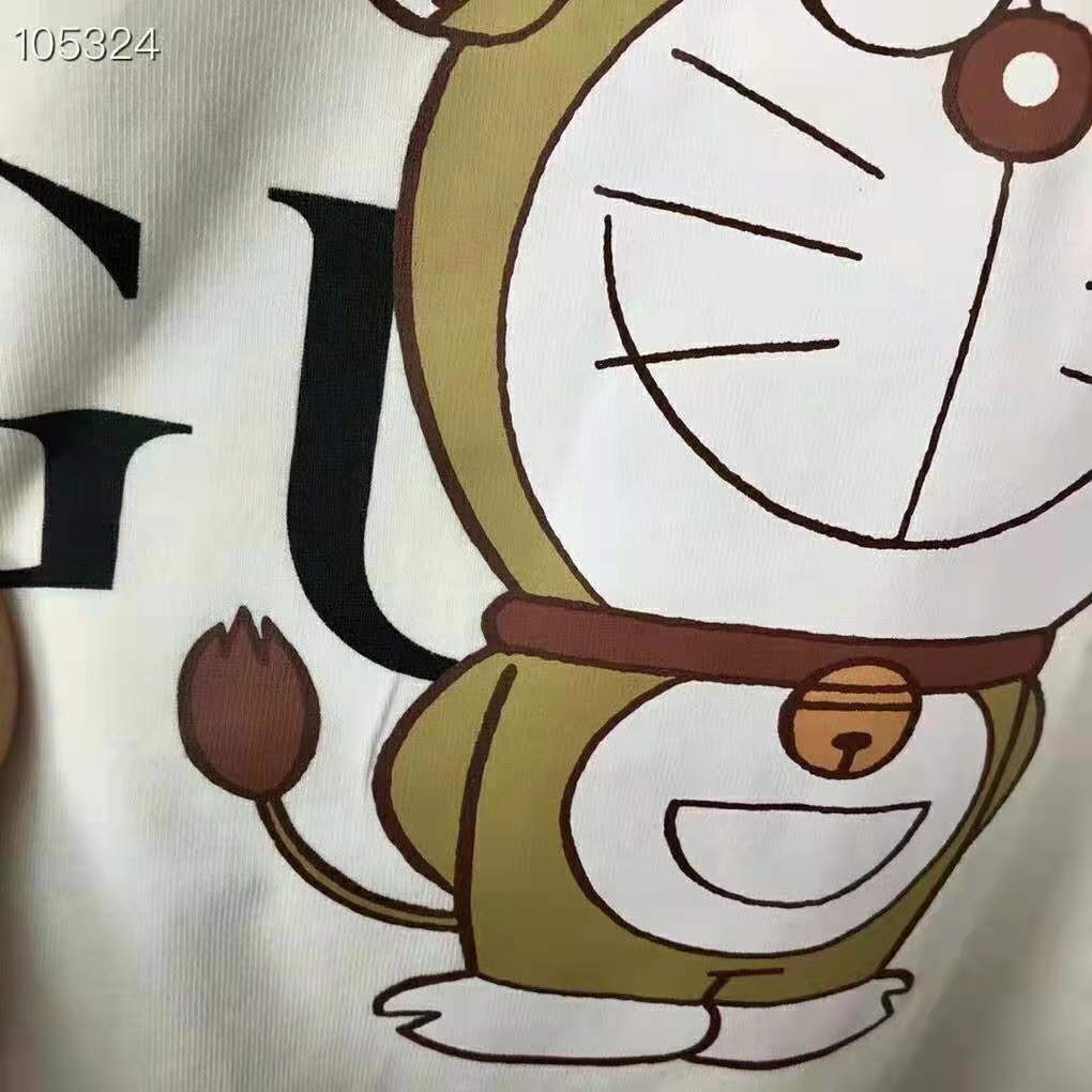 G*u*i men doraemon x G*u*i oversize t-shirt ivory cotton jersey crewneck